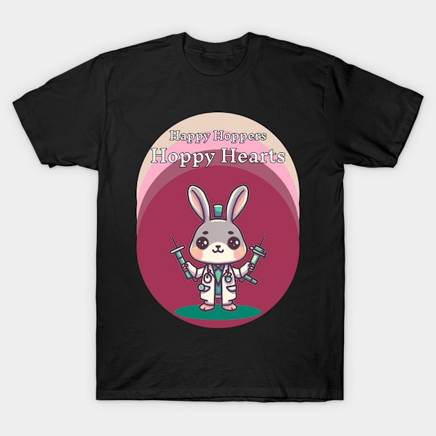 Happy Hoppers, Hoppy Hearts, Rabbit T-Shirt by pmArtology